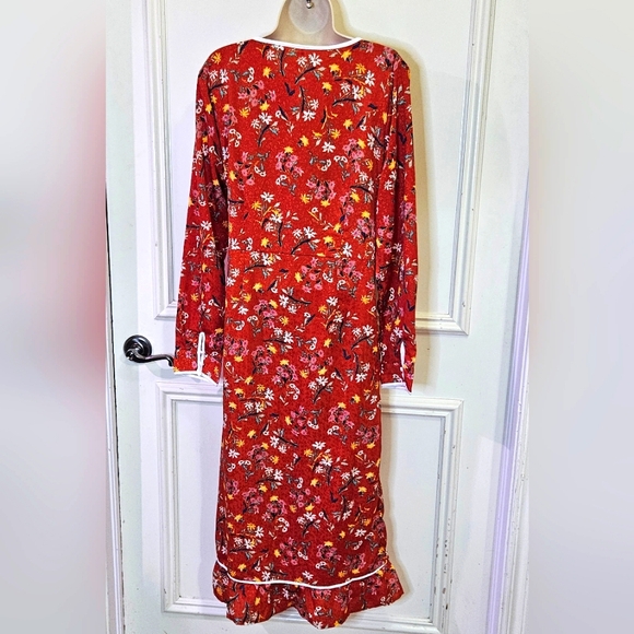 Free People Covent Garden Red Combo Wrap Midi Ruffle Dress,Size 10,NWT - Picture 10 of 16